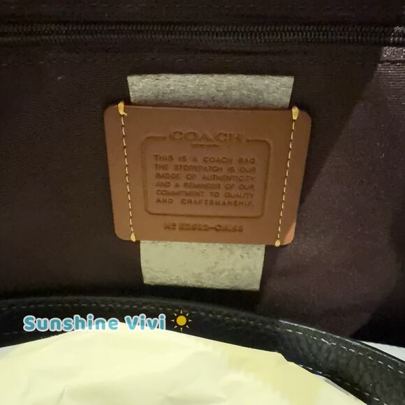 NWT Coach Laurel Large Shoulder Bag With Mirror Charm And Pouch CBI93 Black Tan - Picture 9 of 10